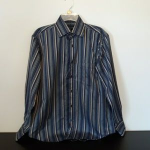 Bugatchi Blue Stripe Dress Shirt, size M